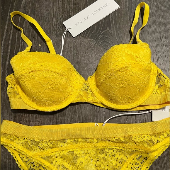 STELLA MCCARTNEY**Emily Blossoming Yellow Padded Bra + Underwear*Sm. $228 - Picture 3 of 5